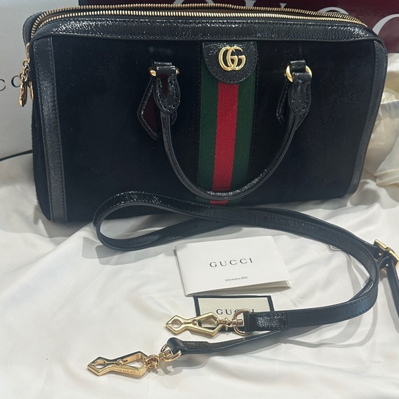 Gucci Black Suede Boston Bag top handle/Crossbody - Picture 16 of 16